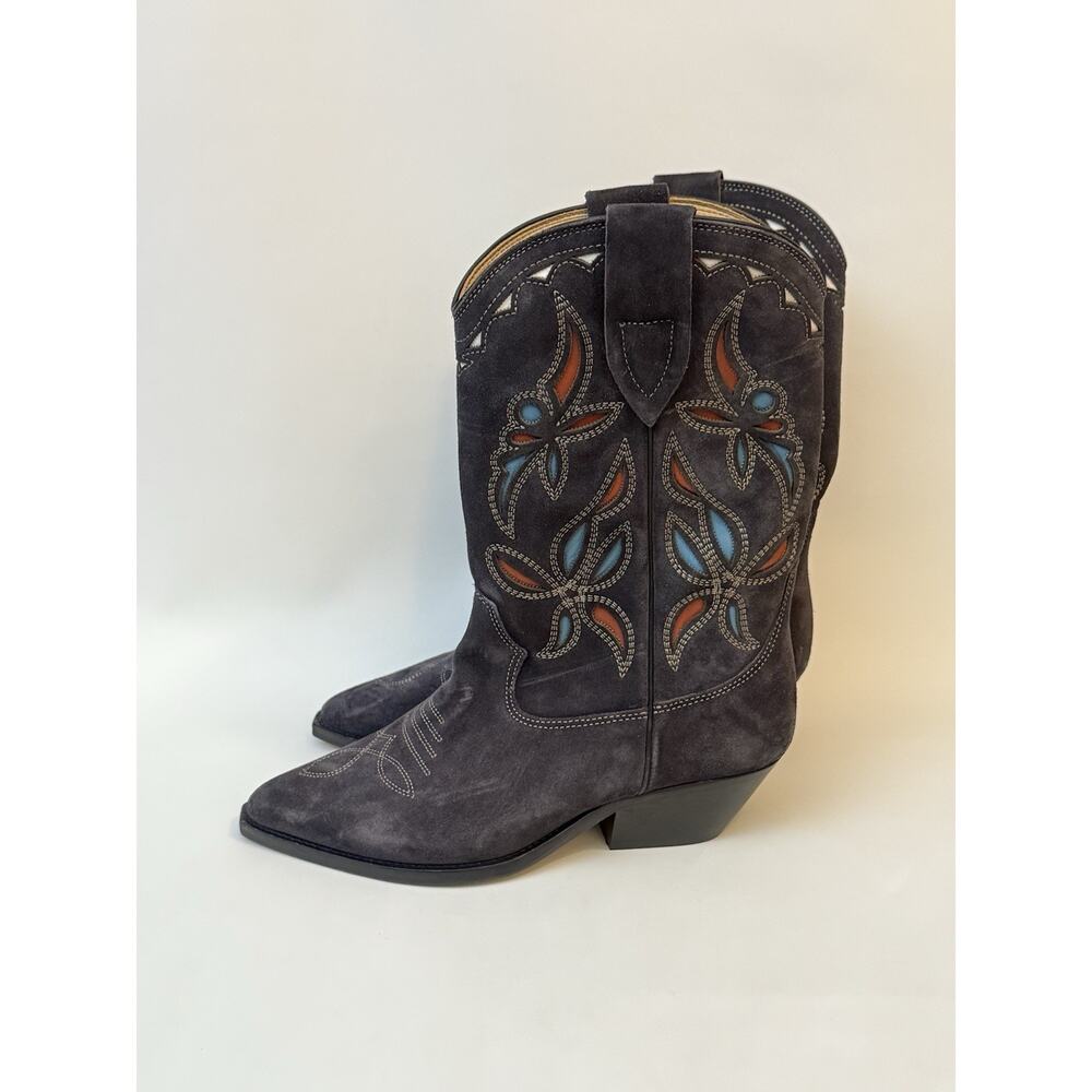 Isabel Marant Duerto Western Embroidered Suede Gray Boots FR 36 US 5-6 NEW $1295 - Picture 6 of 10